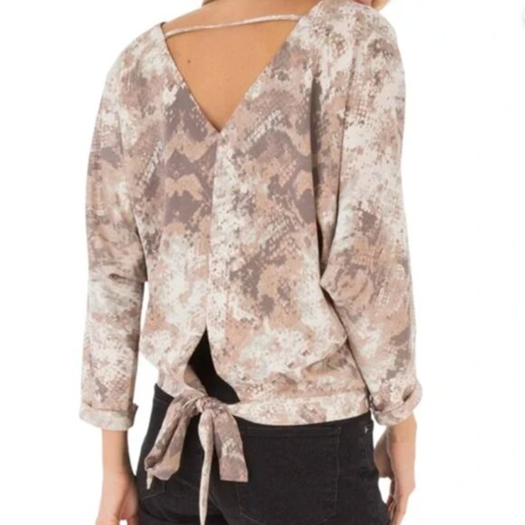 Snake Skin Silk Top with Tie - Picture 2 of 5